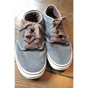Vans Ultracush Skater Shoes Sneakers Gray Brown Leather Trim Mens Size 8